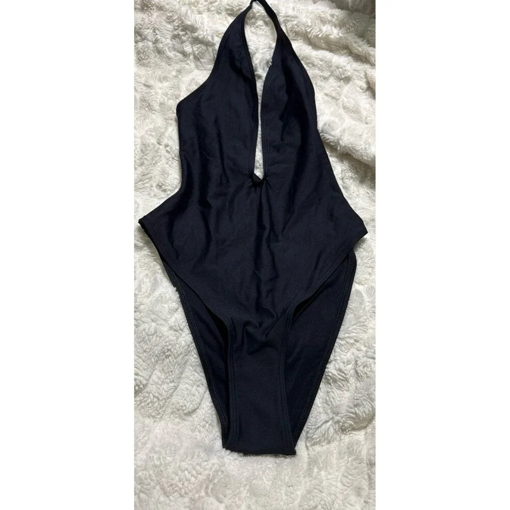 Skims iconic swim deep plunge one piece obsidian